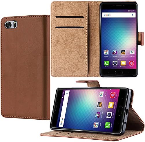 BLU PURE XR Case, Qosea Premium PU Leather Wallet Case with Card Holder and ID Slot Stand Flip Cover Case for BLU PURE XR Smartphone - BROWN