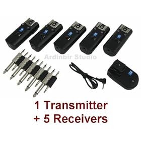 Wireless Radio Remote Flash Trigger 1 Transmitter + 5 Receivers for Both Speedlight Flash and Studio Strobe Light: Alien bees, Balcar, White Lightning, Elinchrom, Bowens, Photogenic, Hensel, Broncolor, Norman