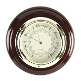 Classic Ships Mahogany finished Wood Wall Barometer with Heavy Brass Bezel