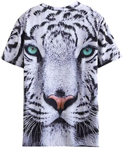 Toshoo 3D Print Pattern Big White Tiger's Face Men's T-Shirt XL