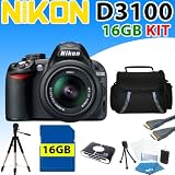 Nikon D3100 D-3100 Digital SLR Camera w/ Nikon 18-55mm F/3.5-5.6g Vr Af-s Dx Nikkor Lens + 16gb Sdhc Memory, Reader, Aluminum Tripod, Hdmi Cable and More (16gb Premium Kit)