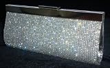Shimmering High Quality Silver Diamante Encrusted Evening bag Clutch Purse Party Wedding