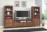 Natural Walnut Finish Flat Panel TV Stand Entertainment Center