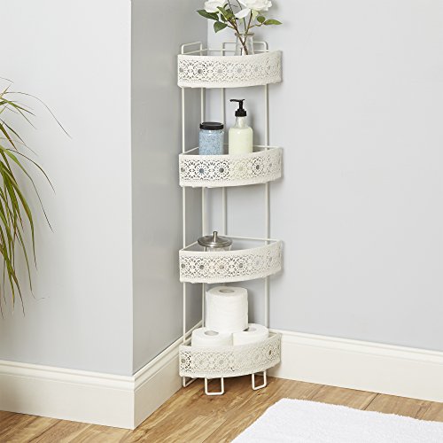 Filigree Bathroom Collection Corner Caddy, White
