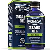 Beard Oil - Tea Tree Scent - Huge Man-Sized 4 oz Bottle - 100% Natural - Softens Your Beard and Stops Itching - Scent Women Love - Best Beard Oil And Conditioner For Men