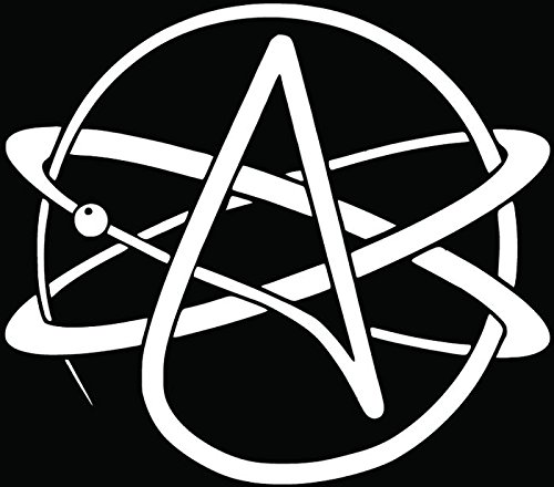Atheism Atheist Religion Symbol Car Truck Window Bumper Vinyl Graphic Decal Sticker- (6 inch) / (15 cm) Wide GLOSS WHITE Color