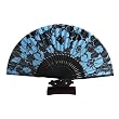 Folding Fan, Cloth Hand Fan - Blue Flower Printed, Gift Idea