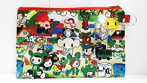 Tokidoki Save the World Zip Pockets Lightweight Cosmetic Make up Bag Pencil Case