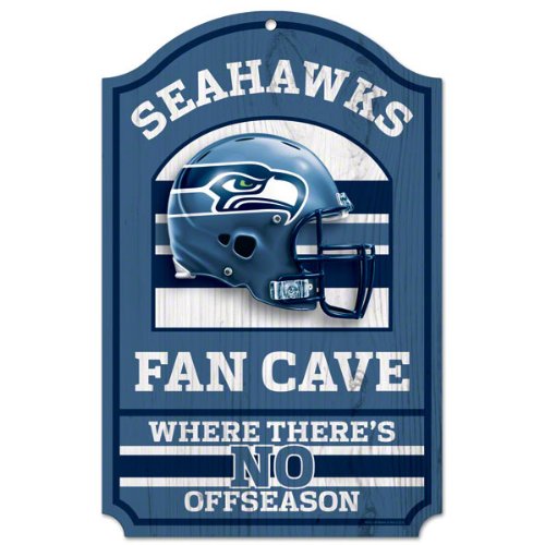 NFL Seattle Seahawks 11-by-17 inch Fan Cave No Offseason Wood Sign