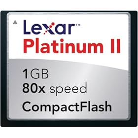 Click here to buy Lexar 1GB Platinum II 80X Compact Flash CF1GB-80-664 by Lexar.