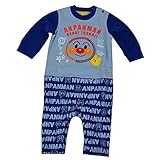 アンパンマン 顔アップリケ フェイクレイヤード カバーオール 男の子 女の子 ANPANMAN （サックス90cm）