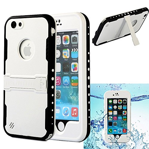 iPhone 6S Plus Waterproof Case,iPhone 6 Plus Waterproof Case, Caka Full-Body Underwater Waterproof Shockproof Dirtproof Durable Full Sealed Protection Case Cover With Kickstand For Apple Iphone 6S 6 Plus 5.5 Inch Case (White)