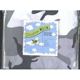 Divatex Kids Microfiber Twin Sheet Set Camoflauge Gray and White
