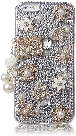 iPhone 6 Plus Case, Luxury Extreme Series, 3D Bling Crystal Rhinestone Luxury Golden Pearl Flower Diamond Handbag Design Cover Skin For Girls And Women Armybee(TM) (Fits:Apple iPhone 6 Plus [5.5] inch Device)