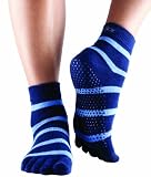 Yoga-Mad Full ToeSox - Blue Stripe, Medium