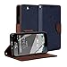 GMYLE BLU Studio 5.0 C HD Case, Wallet Case Classic for BLU Studio 5.0 C HD - Navy Blue & Brown PU Leather Slim Stand Case Cover (Not Fit for Studio 5C)