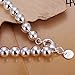 PMANY 925 Sterling Silver Plated Round Beads Chain Bracelet Bangle