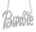 Nicki Minaj Barbie White Crystal Pendant Charm Silver-tone 18" Rollo Chain Necklace