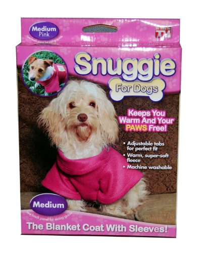 Snuggie Pink Medium Fleece Dog Blanket Coat with Sleeves