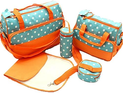 5 pieces/set Dot Faille Baby Nappy Diaper Changing Bag Set