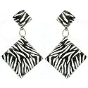 1 7/8" Acrylic Zebra Earrings In Zebra