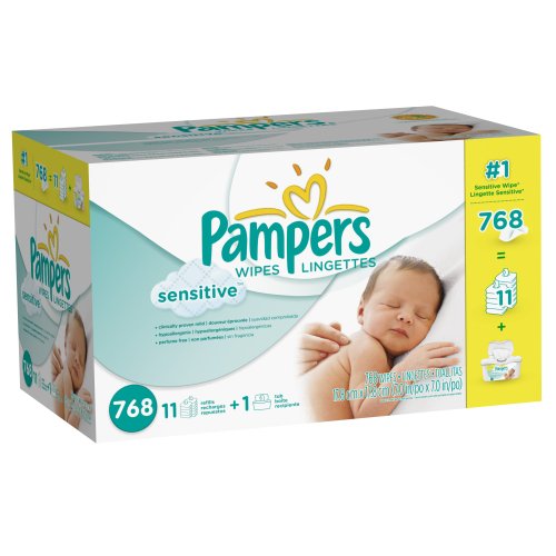 Pampers Sensitive Wipes 12x Box With Tub 768 Count (Packaging May Vary)