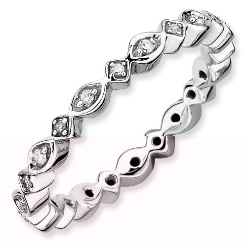 Sterling Silver Stackable Expressions Diamond Ring (Sizes 5-10)