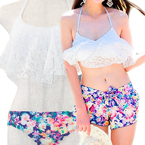 （フリームジャパン) ベアトップ モテ水着 かわいく 体型カバー 5点セット M～XL A-3-1