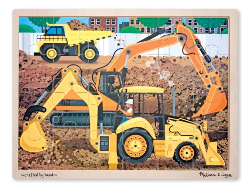 Wooden Jigsaw Puzzle - Diggers At Work - 24 Pieces - Puzzle - Melissa & Doug