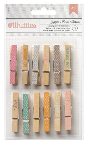 American Crafts 12 Count Whittles Giggles Clothespins for Scrapbooking