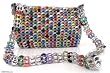 Soda pop-top cosmetics shoulder bag, 'Silver Chic Colors'