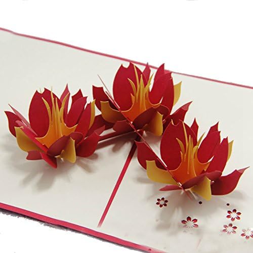 (2) 3D Pop Up Triple Lotus Flower Greeting Cards. Pack of 2 cards. Beautiful Thank You, Gift, Love, Valentine, Invitation, Baby, Wedding etc. Cards from Love Our Gifts. Ships Quickly from New York.