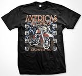 Americas Highway Motorcycle Route 66 T-shirt, Old School Bike Rte 66 States Mens Shirt