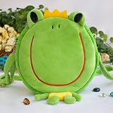 [King Frory] Embroidered Applique Kids Frog Shoulder Bag / Swingpack / Travel Bag (7.5*7.5*2.7)