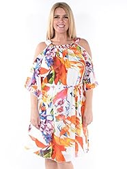 Plus Size Off the Shoulder Polyester Floral Print  Dress