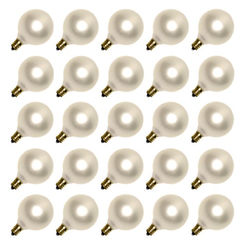 Sival 50721 - G50 Candelabra Screw Base Pearl White (25 pack) Christmas Light Bulbs