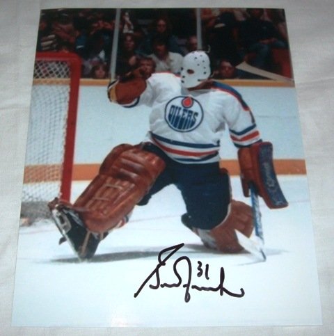 Grant Fuhr Autographed Edmonton Oilers 8x10 Photo W/PROOF, Picture of Grant Signing For Us, 5x Stanley Cup Champion, St. Louis Blues, Calgary Flames, Buffalo Sabres, Los Angeles Kings, Toronto Maple Leafs
