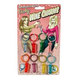 Pipedream Products Bachelorette Party Dicky Wine Charms 8 Pack, Multi