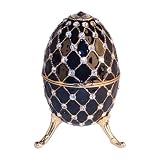 Jewelry : Royal Egg Shaped Musical Trinket Box in Ebony withCzech Preciosa Crystals