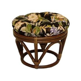 Rattan Papasan Footstool with Polyester Cushion by Brookstone