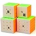 CuberSpeed Speedcubing Bundle MoFang JiaoShi MF2S 2X2 & MF3RS 3X3 & MF4S 4X4 & MF5 5X5 Stickerless Bright Magic cube Cubing Classroom Stickerless speed cube set with Gift Packing