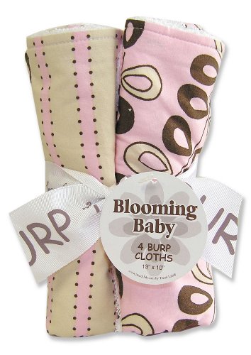 Trend Lab Willow Pink Set of 4 Burps