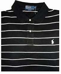 Men's Polo by Ralph Lauren Polo Shirt Big and Tall Black and White Striped