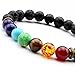 Top Plaza 7 Chakra Healing Bracelet with Real Stones Lava Diffuser Mala Meditation Stretch Bracelets (Elastic Style 2)