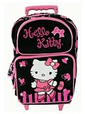 Sanrio Hello Kitty Rolling Backpack w/ Water Bottle (Black)
