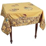 April Cornell 54 by 54-Inch Coq Monsieur Tablecloth, Gold by April Cornell