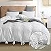 GiveUWant Bow tie White Duvet Cover Set Queenï¼Œ3 Piecesï¼ˆ1 Duvet Cover, 2 Pillowcasesï¼‰ Soft Washed Cotton Bowknot Duvet Cover Set, Easy Care Bedding Set for Men, Women, Boys and Girls