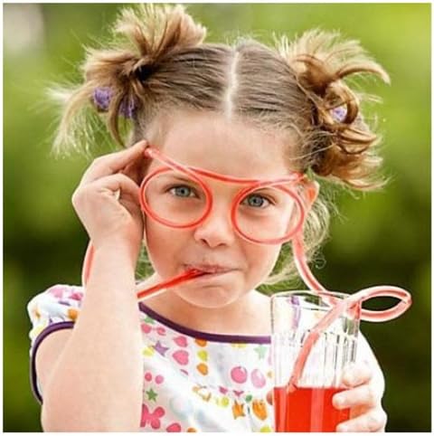 HuaYang Flexible Novelty Funny Soft Glasses Straw Glasses Drinking Tube Fun Drinking Fun(Pack of 2:White)