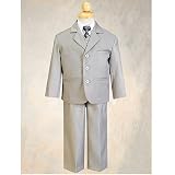 Little Boys Gray Special Occasion Wedding Easter 5pc Suit Set 12M-14