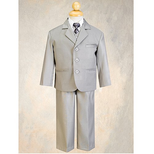 Little Boys Gray Special Occasion Wedding Easter 5pc Suit Set 12M-14